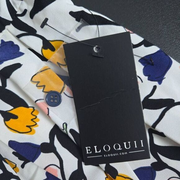 Eloquii Womens Floral Midi Shirt Dress Size 22 Long Sleeve Spring Bloomcore NWT - Picture 7 of 10